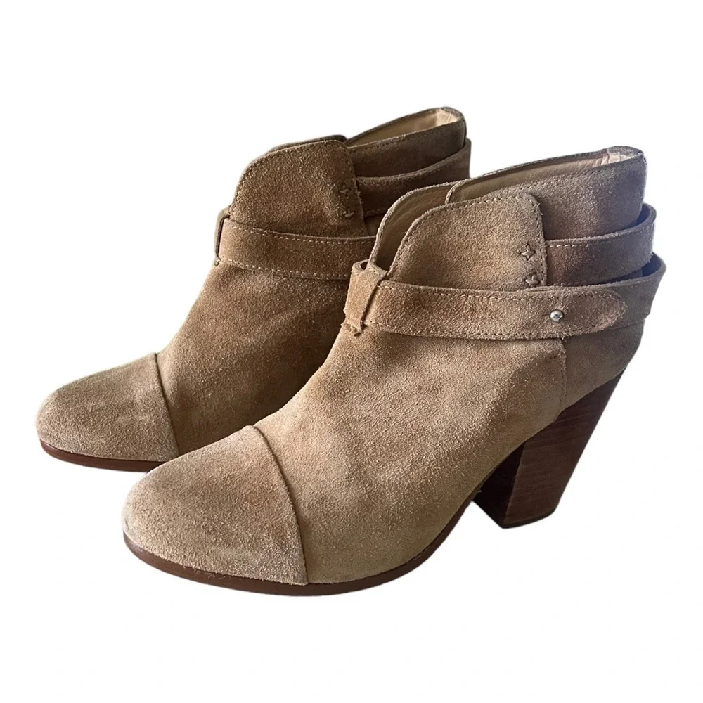 Rag & Bone Harrow Tan Suede Ankle Booties Size 37.5 - Picture 5 of 7